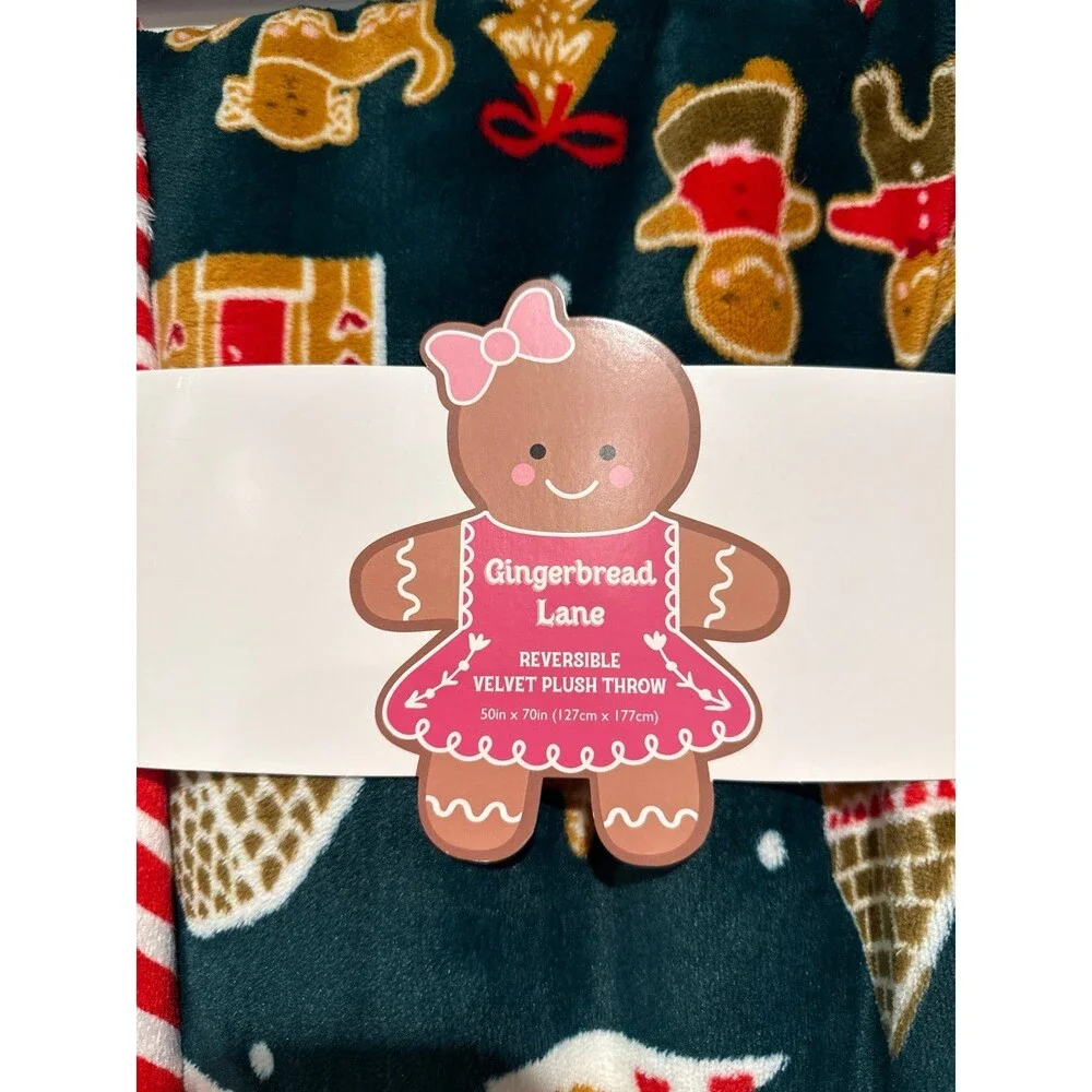TIK TOK VIRAL GINGERBREAD PETS Reversible CHRISTMAS Print Throw Blanket